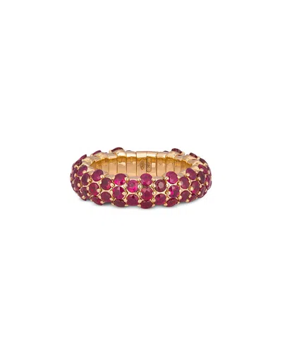 Zydo 18k Yellow Gold Stretch Ruby Multirow Statement Band