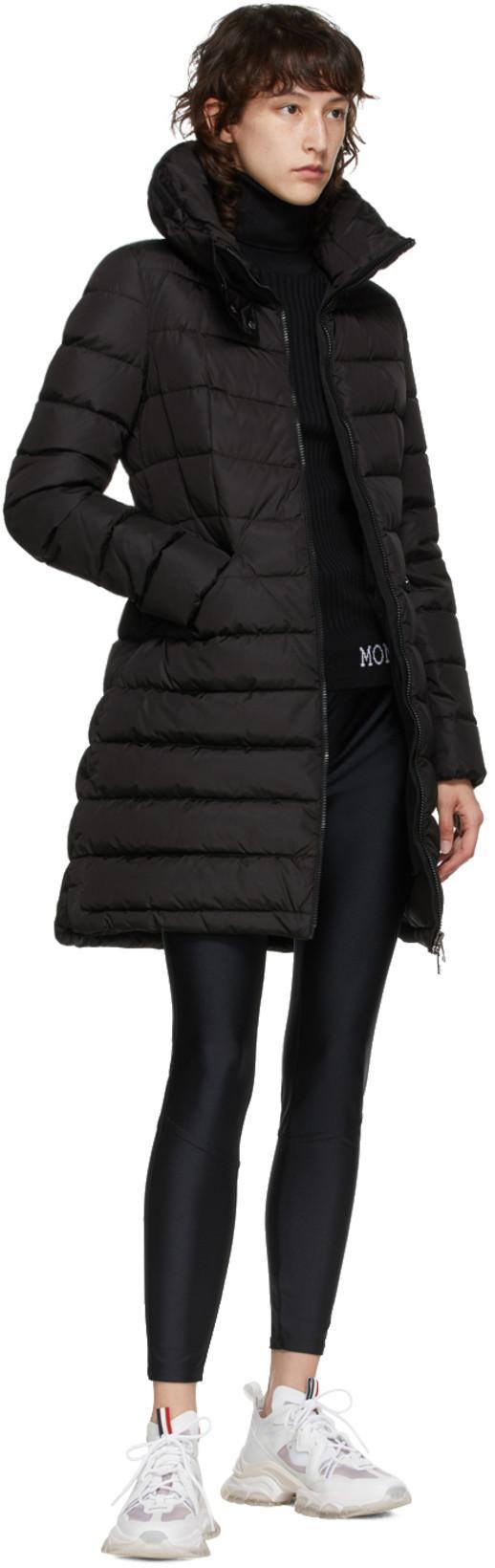 MONCLER Black Flammette Down Jacket In Nylon Technique