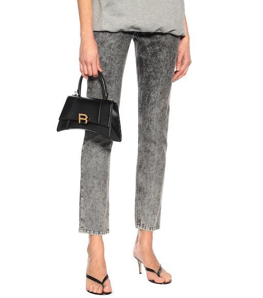 BALENCIAGA Hourglass Xs Top Handle Bag In Patent Leather In Black