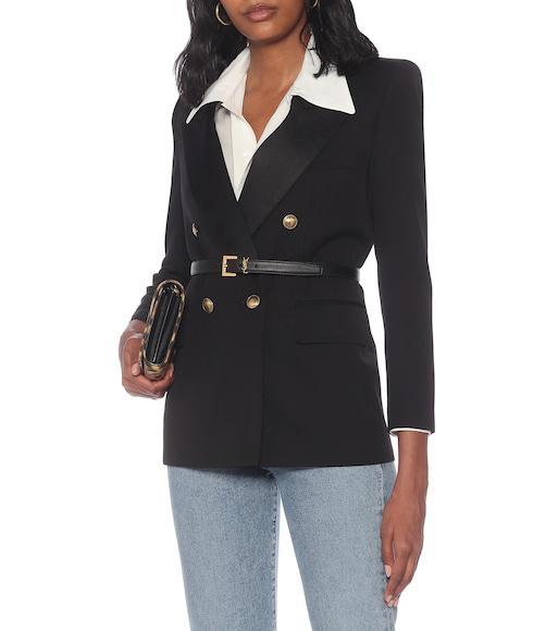 SAINT LAURENT Cassandra Ysl Patent Leather Sandals In Animal Print