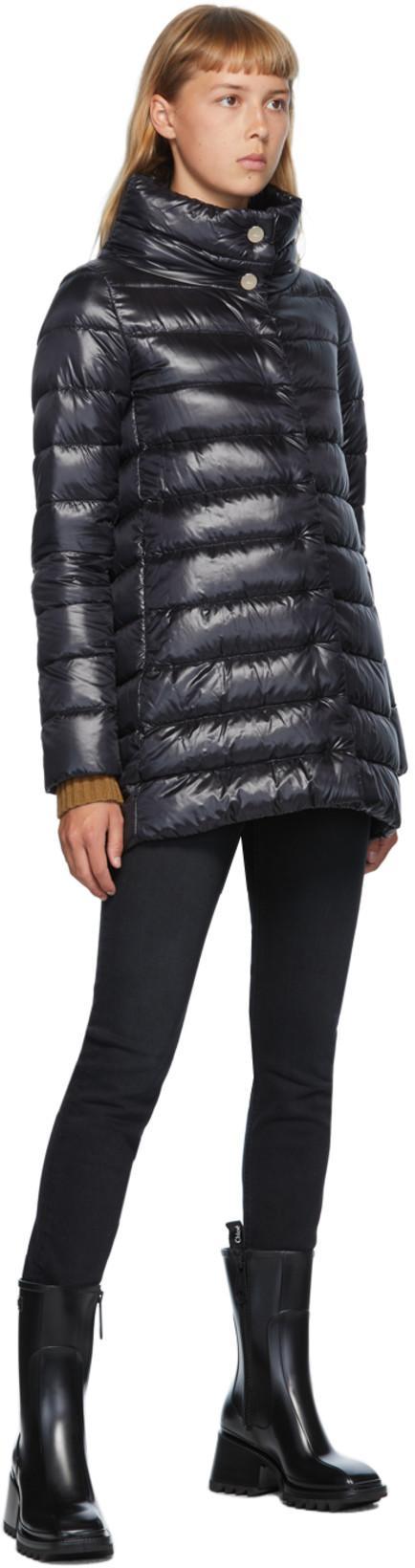 HERNO Amelia Water-resistant Ultralight Nylon A-line Puffer Jacket In Black