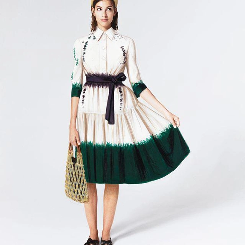 Prada's Posts | Wearing: Prada Dip-dye Shirt Dress In Neutrals