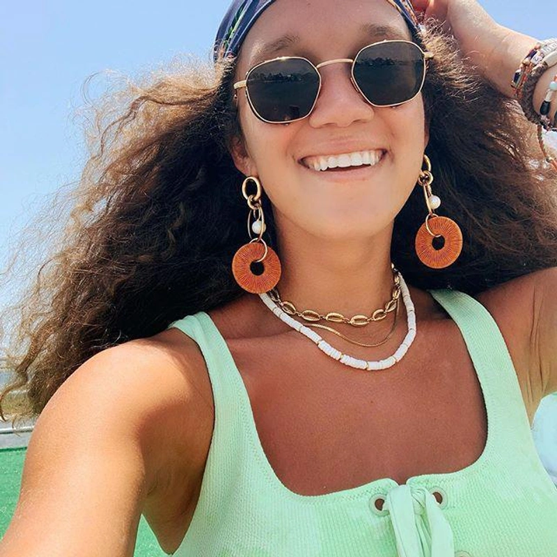 shopbop.com's Posts | Wearing: Lizzie Fortunato Santa Ana Earrings In Multi; Madewell Mother-of-pearl Beaded Necklace In Pink Shell Multi
