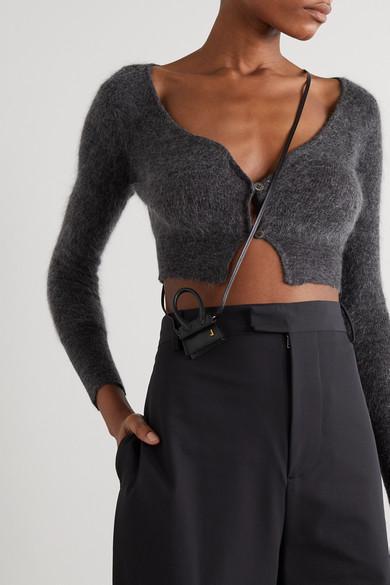 JACQUEMUS Alzou Cropped Mohair-blend Cardigan In Dark Gray