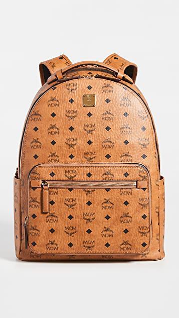 MCM Stark 40 Visetos Backpack In Cognac
