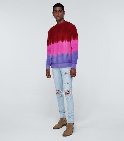 SAINT LAURENT Almond Toe Suede Ankle Boots With Buckle In Beige