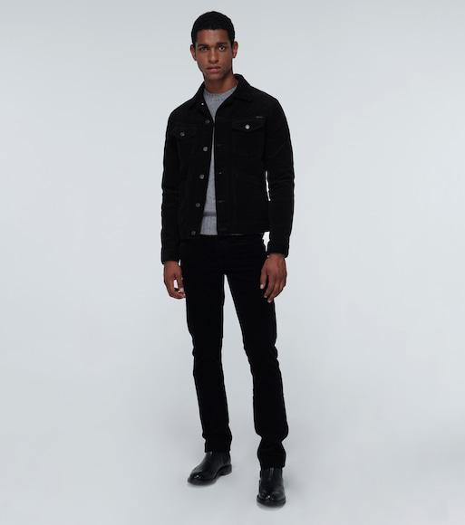 TOM FORD Stretch-cotton Moleskin Trucker Jacket In Black
