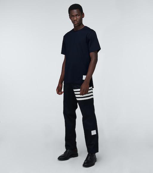 THOM BROWNE Navy Blue Medium Weight Cotton Jersey T-shirt In Multi