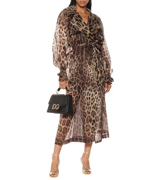 DOLCE & GABBANA Leopard Print Double Breasted Trench Coat