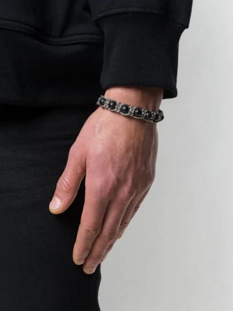 EMANUELE BICOCCHI Silver & Black Large Beaded Bracelet