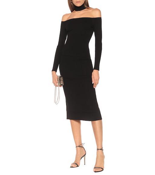 SIMKHAI Womens Black Lila Off-shoulder Stretch-knit Top