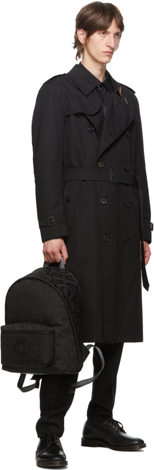 BURBERRY Black Chelsea Heritage Mid-length Trench Coat