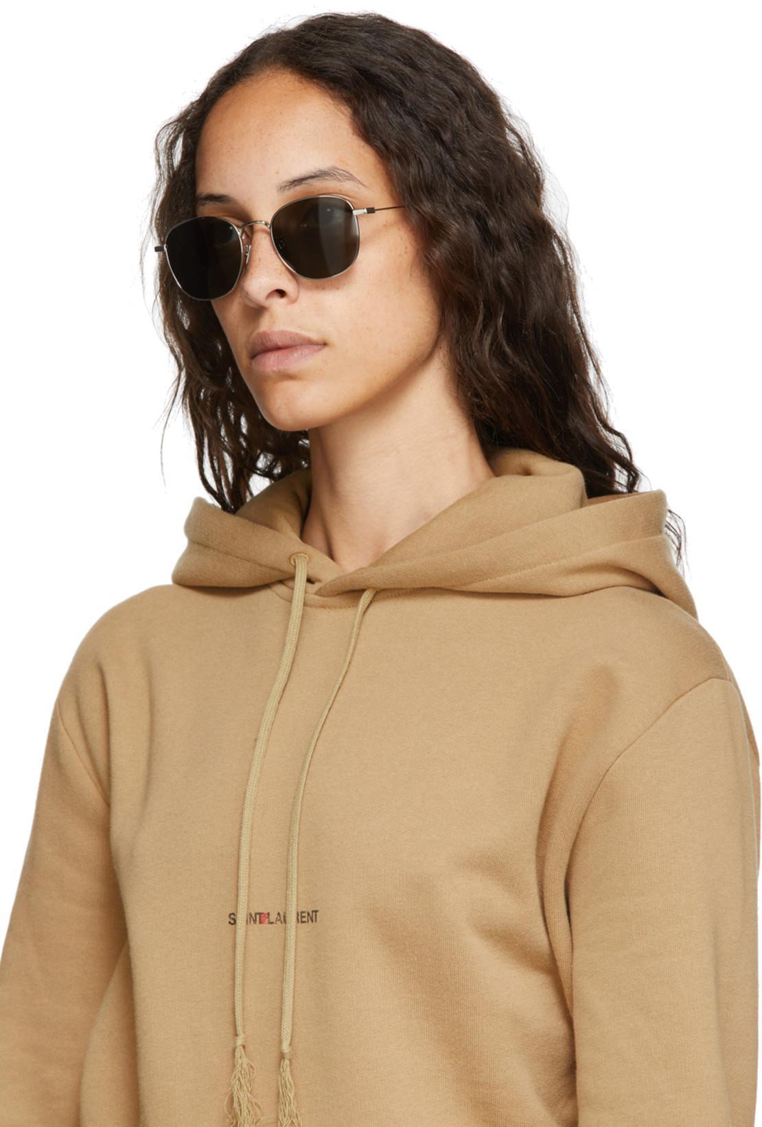 SAINT LAURENT Logo Embossed Calf Leather Flat Espadrilles In Black