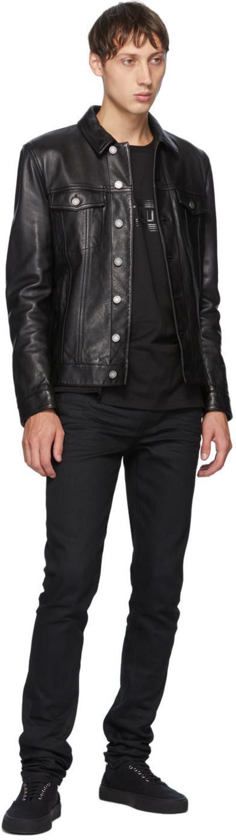 SAINT LAURENT Button-up Leather Jacket In Black