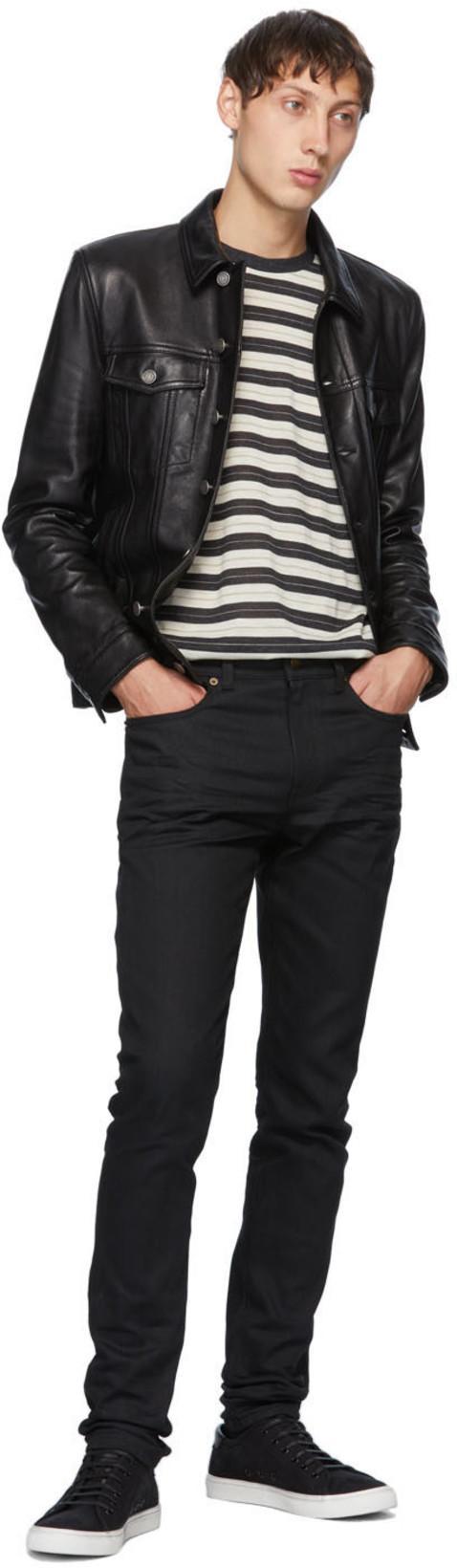 SAINT LAURENT Button-up Leather Jacket In Black