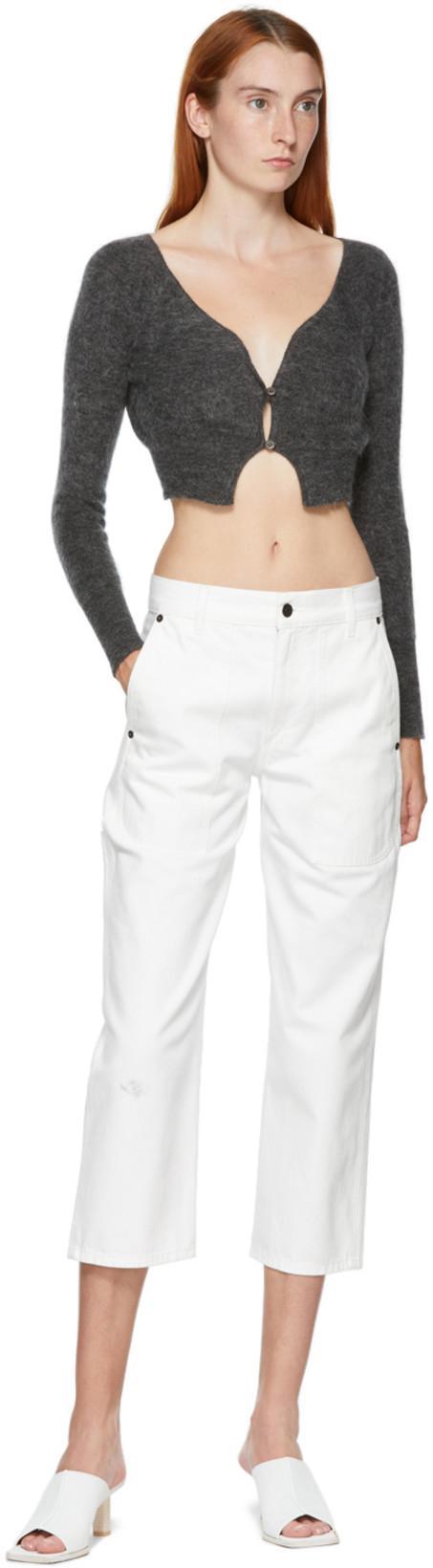 JACQUEMUS Alzou Cropped Mohair-blend Cardigan In Dark Gray