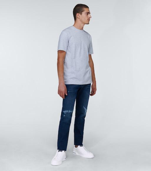 DOLCE & GABBANA Portofino' White Low Top Sneakers With Contrasting Logo Detail In Leather