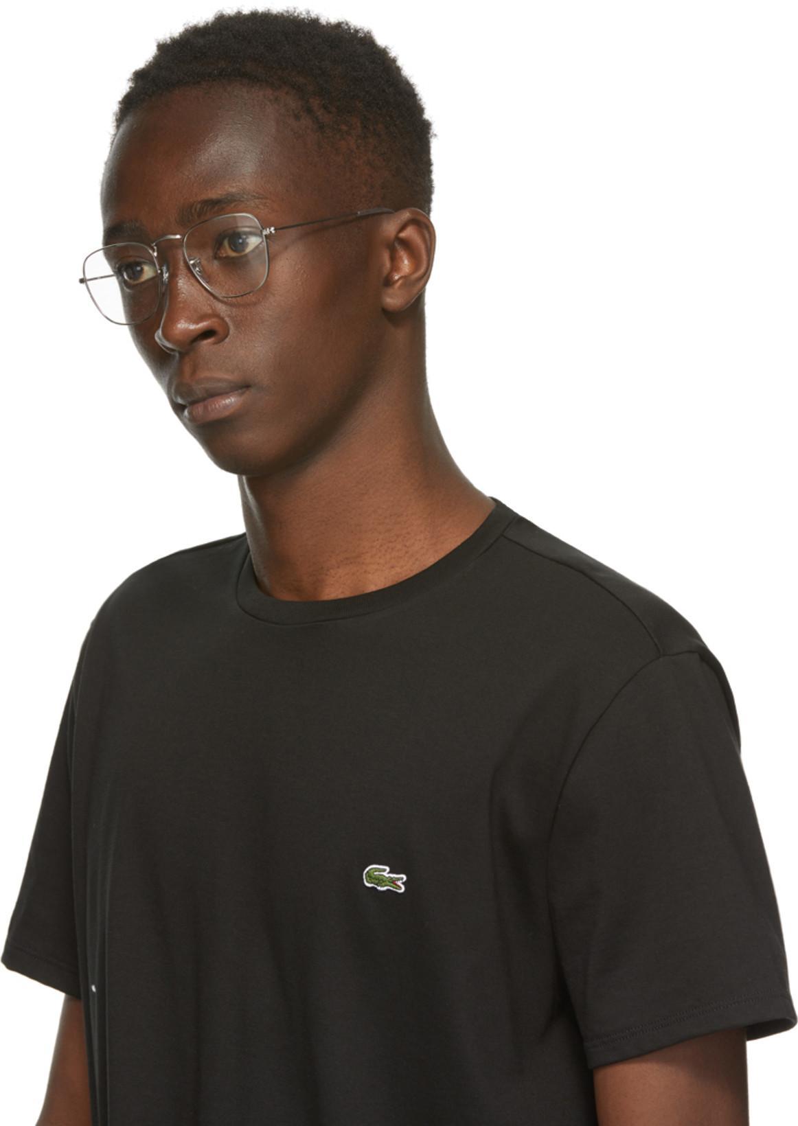 LACOSTE Embroidered-logo Cotton T-shirt In Black
