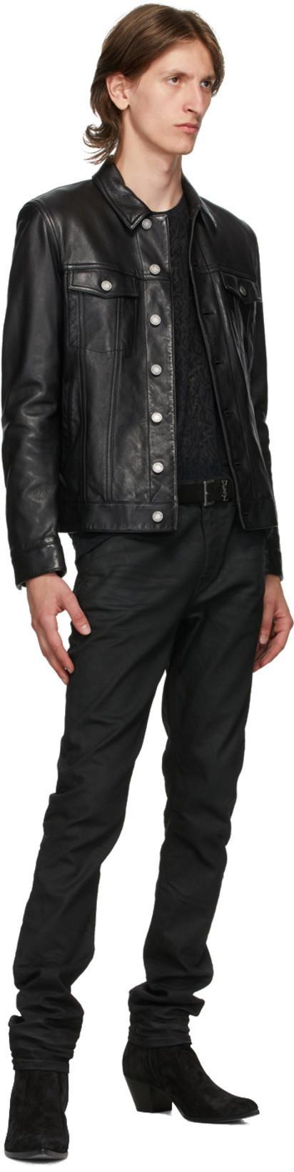 SAINT LAURENT Button-up Leather Jacket In Black