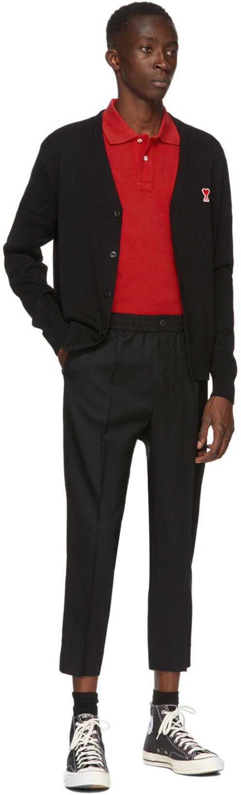 AMI ALEXANDRE MATTIUSSI Ami Paris Logo Embroidered V-neck Cardigan In Animal Print