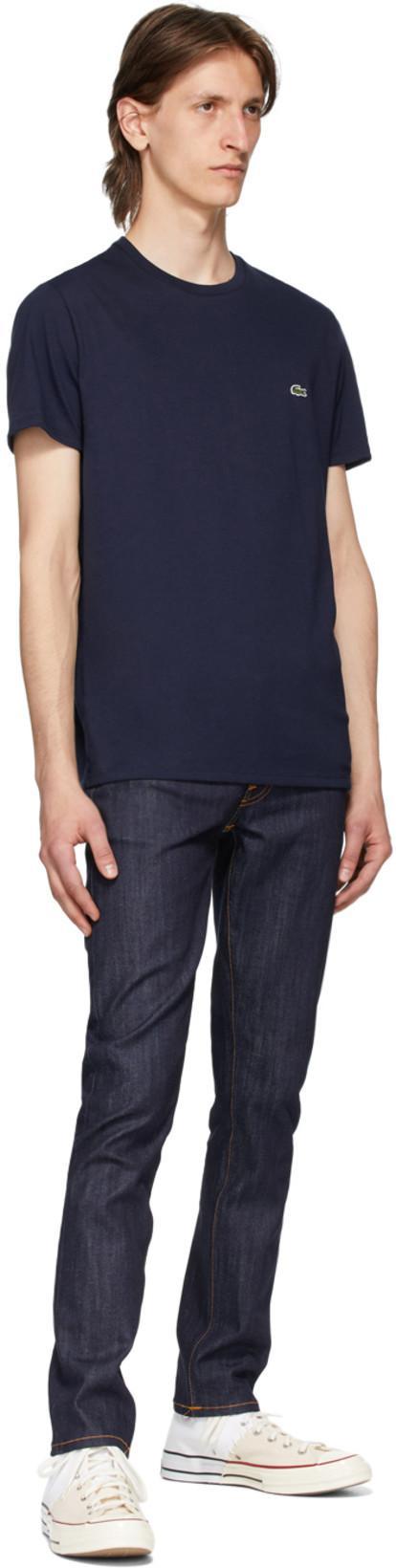 LACOSTE Mens Classic Fit Cotton Jersey T-shirt In Blue