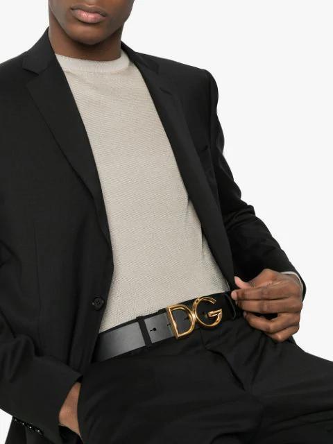 DOLCE & GABBANA Dolce&gabbana Black Belt With Rutenium Dg Plaque