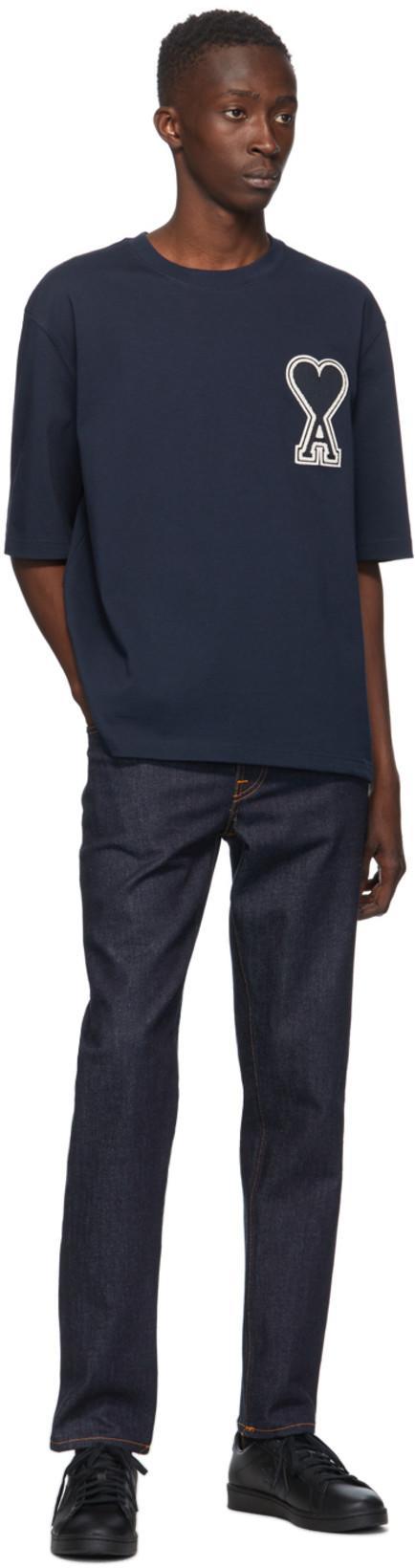 NUDIE JEANS Gritty Jackson Organic-cotton Straight-leg Jeans In Navy