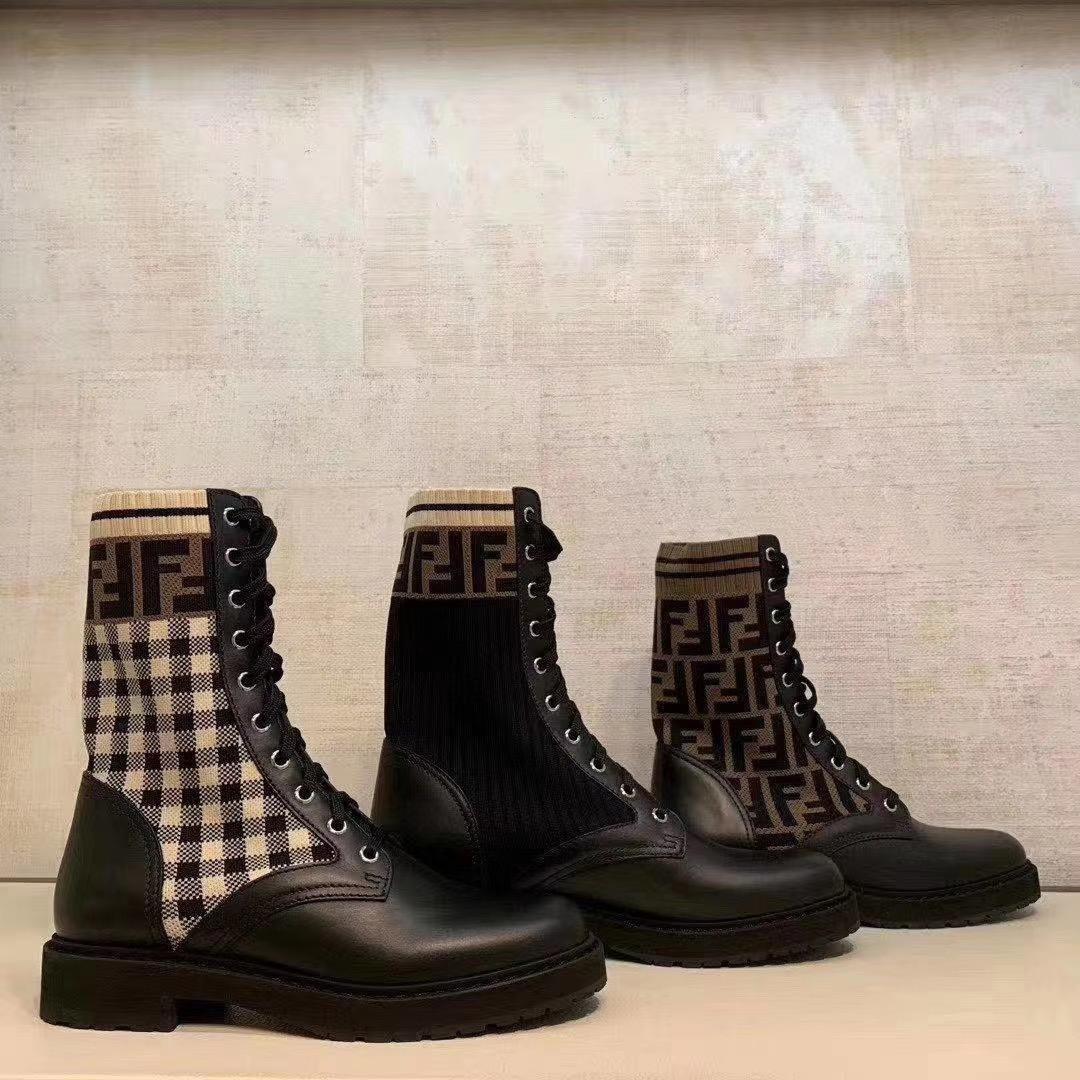 FENDI Rockoko Chelsea Sock Combat Boot In Black