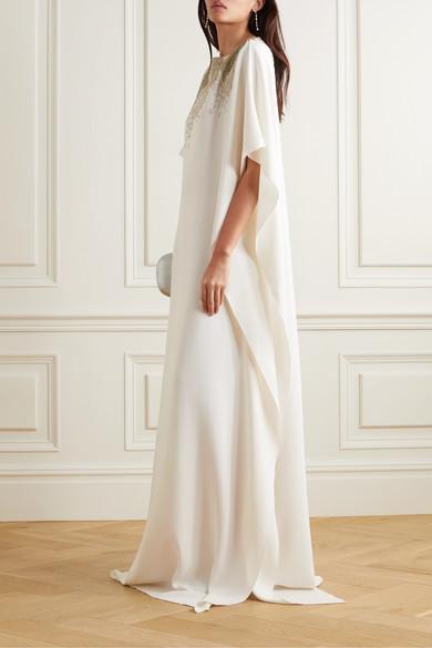 RENÉ CAOVILLA Cleo 105 Crystal-embellished Satin Sandals In White