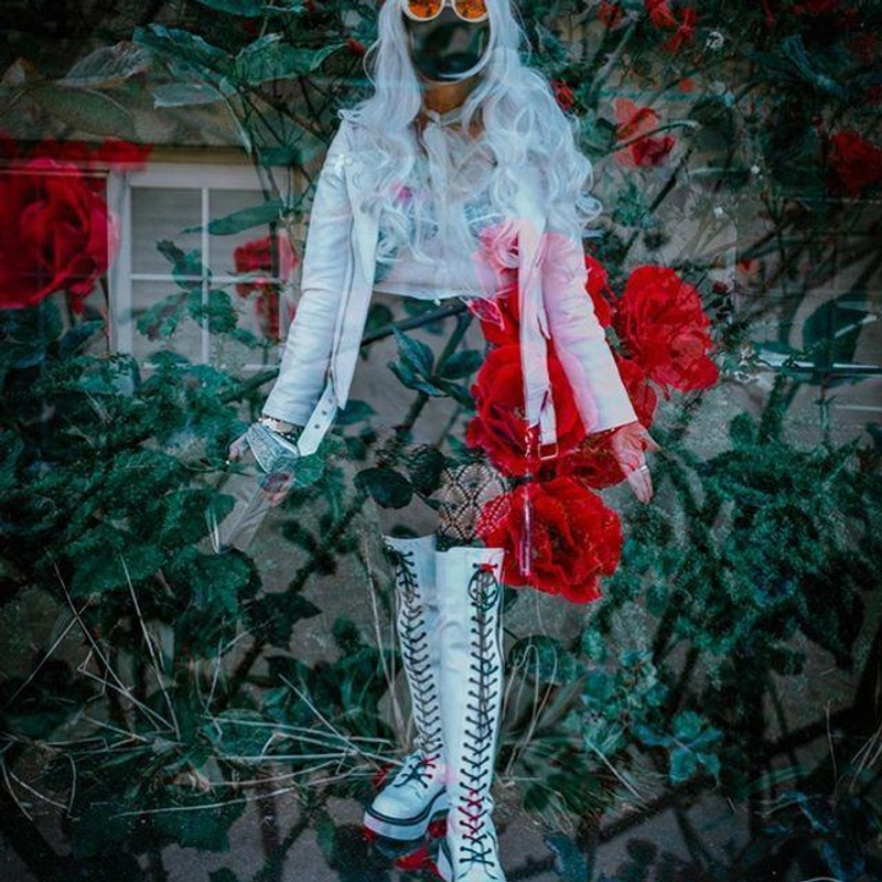 theladykrishna's Post | Wearing: Loveless Zipped Leather Jacket In White; Alexander Mcqueen Leather Knee-high Boots In White