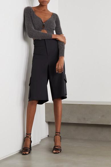 JACQUEMUS Alzou Cropped Mohair-blend Cardigan In Dark Gray