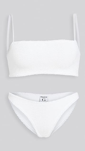 HUNZA G The Original Crinkle Bikini In Black