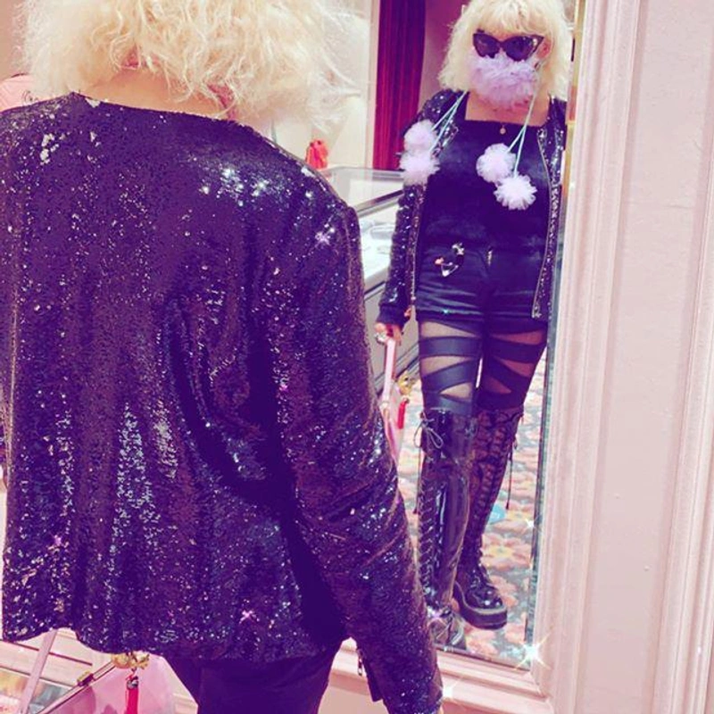 theladykrishna's Post | Wearing: Dolce & Gabbana Dolce&gabbana Sequin Embroidered Blazer In Gold; Ann Demeulemeester Buckle-fastening Leather Combat Boots In Black