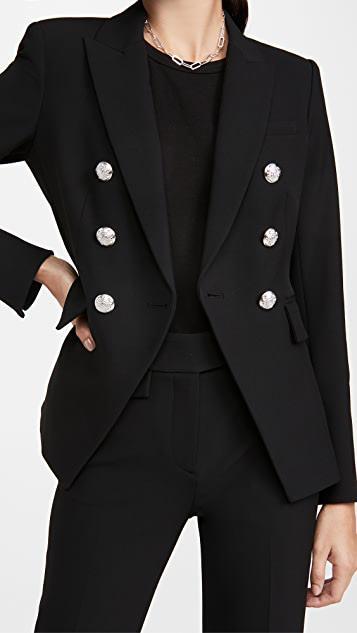 VERONICA BEARD Miller Dickey Double-breasted Grain De Poudre Blazer In Black