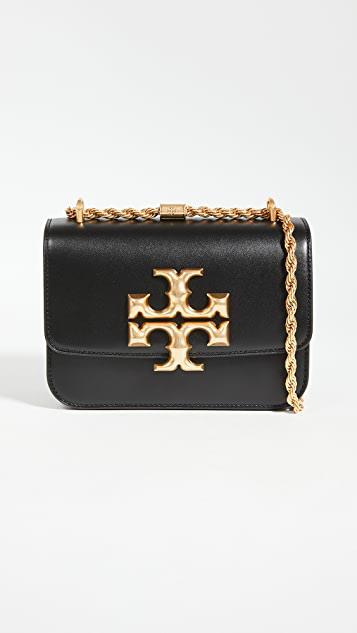 TORY BURCH Small Eleanor Pebbled Leather Convertible Shoulder Bag In Black