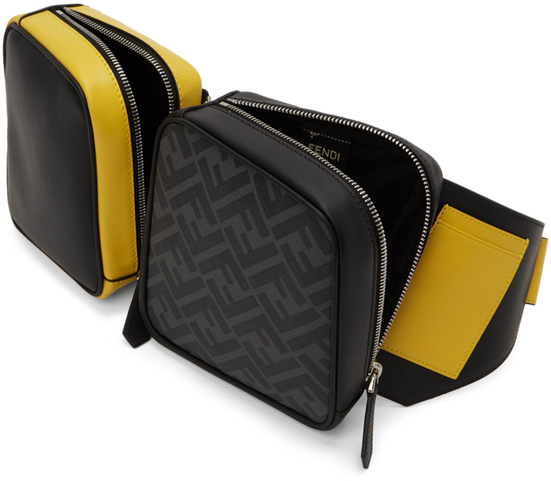 FENDI Double Crossed Band Logo Slides With Jacquard Ff Design In Black