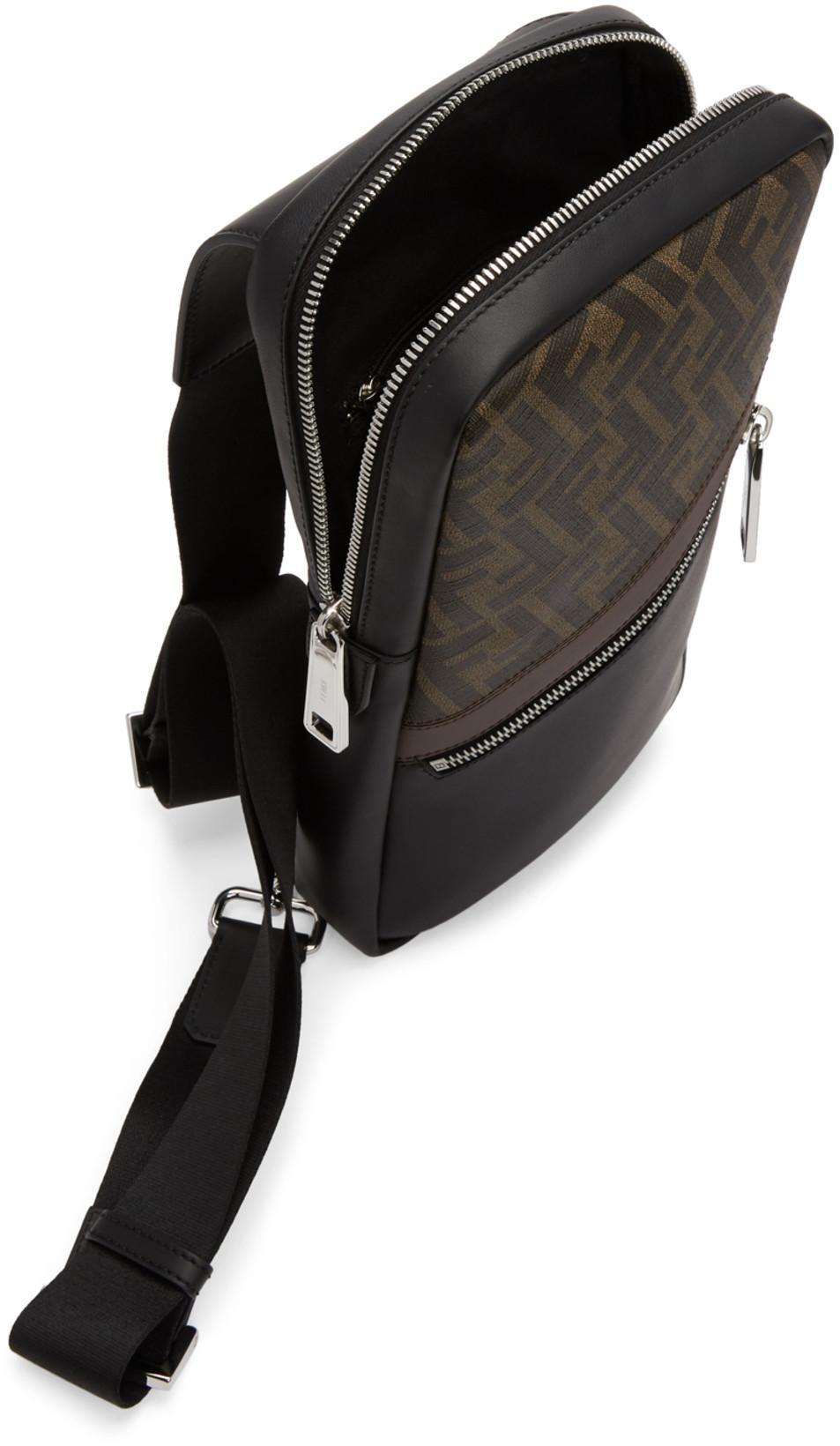 FENDI Double Crossed Band Logo Slides With Jacquard Ff Design In Black