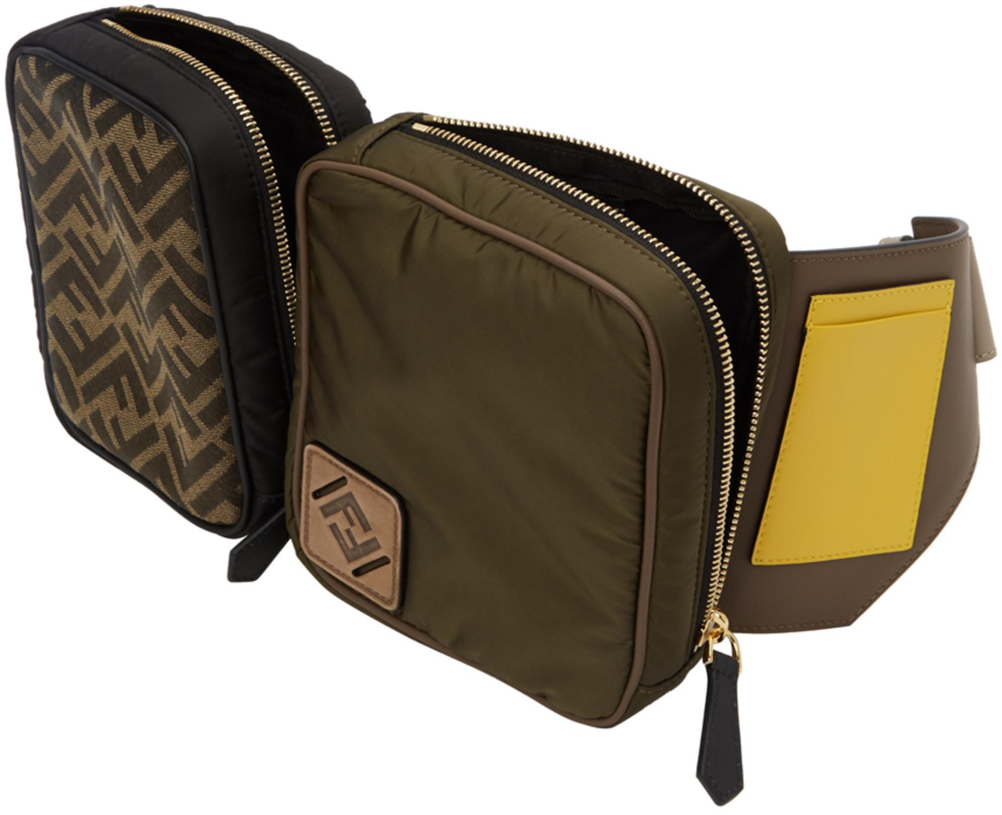 FENDI Double Crossed Band Logo Slides With Jacquard Ff Design In Black