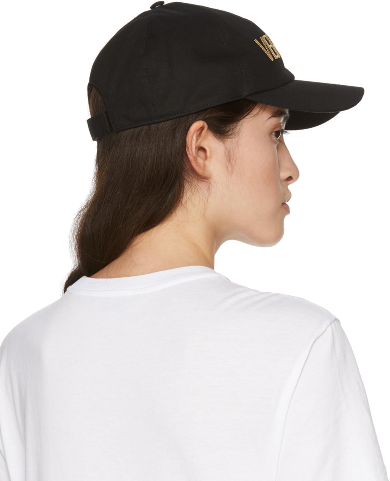 VERSACE Embroidered Logo Baseball Cap In Black