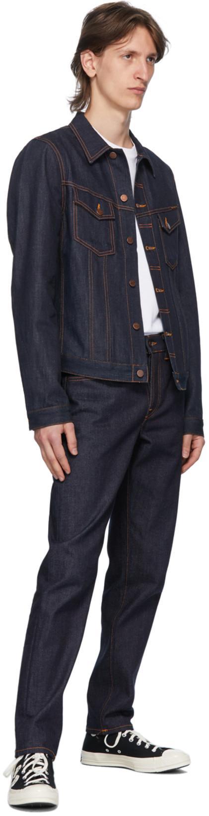 NUDIE JEANS Gritty Jackson Organic-cotton Straight-leg Jeans In Navy
