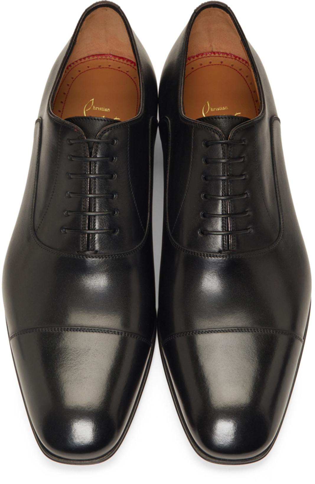 CHRISTIAN LOUBOUTIN Seriox Cap-toe Leather Oxford Shoes In Black