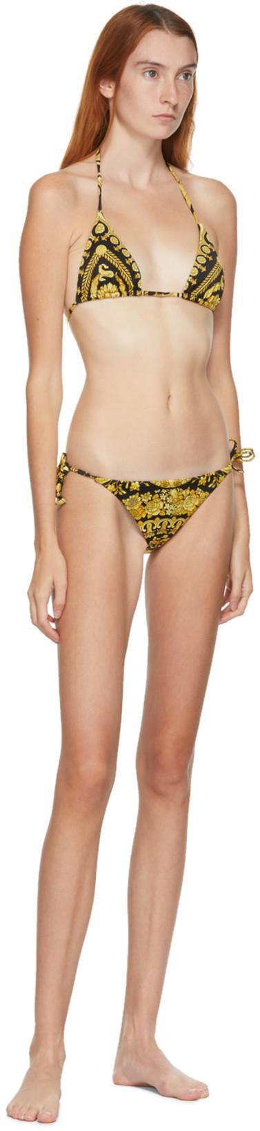 VERSACE Printed Triangle Halterneck Bikini Top In Multi