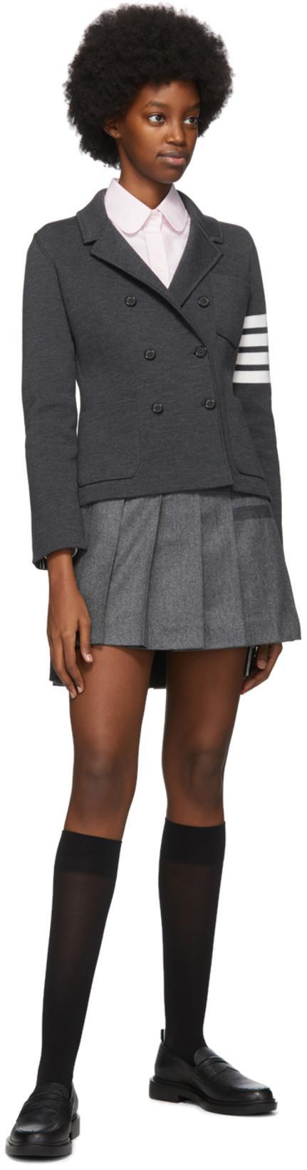 THOM BROWNE Wool Pleated Mini Skirt In Grey