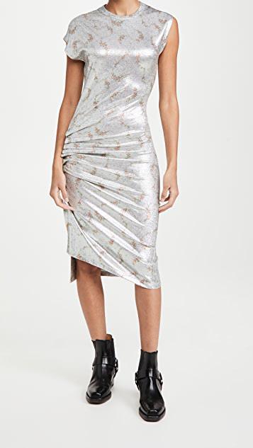RABANNE Dress With Drape In Silver
