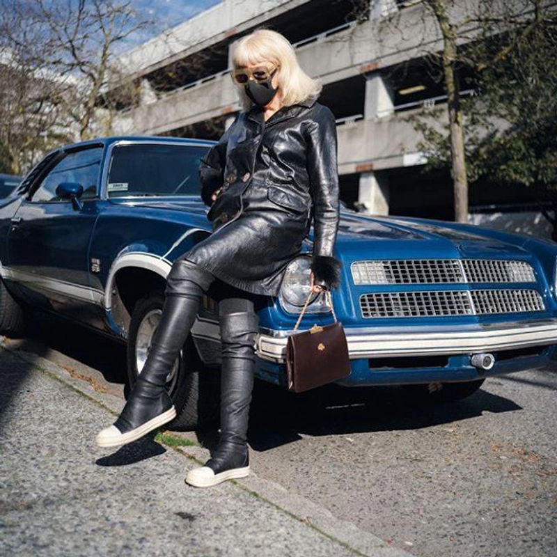 theladykrishna's Post | Wearing: Saint Laurent Double-breasted Leather Trench Coat In Black; Rick Owens Over The Knee Stocking Sneaker Boots In Black