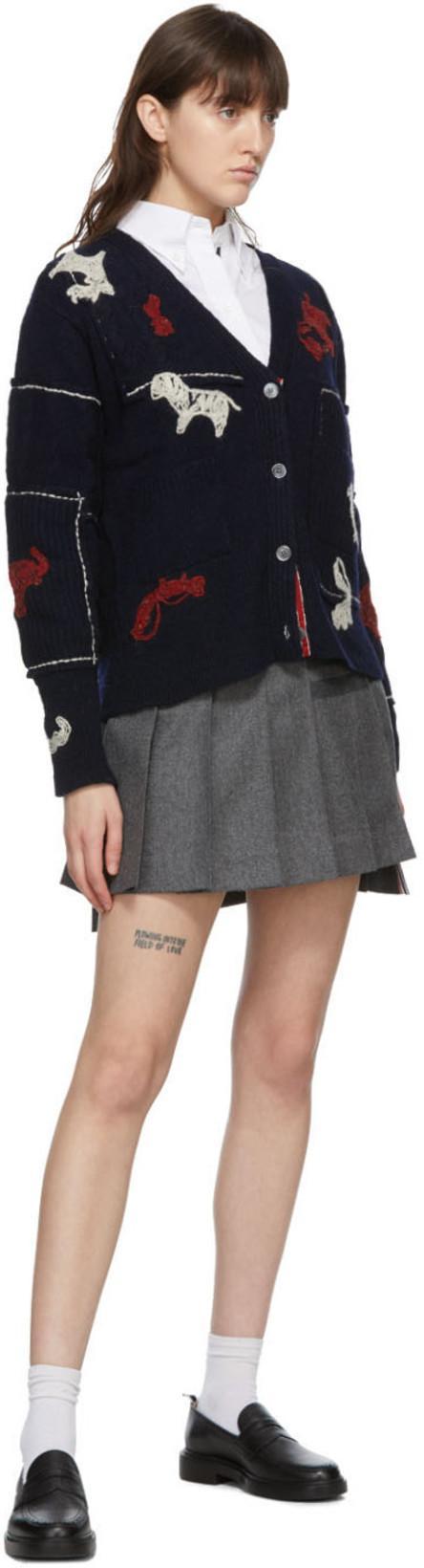THOM BROWNE Wool Pleated Mini Skirt In Grey