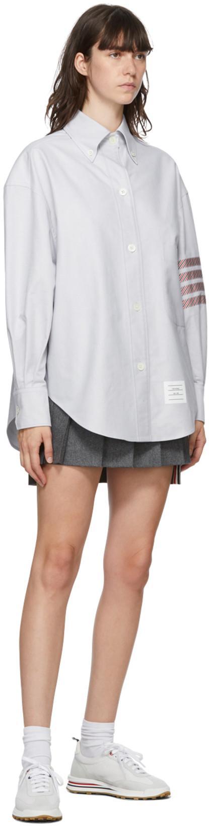 THOM BROWNE Wool Pleated Mini Skirt In Grey