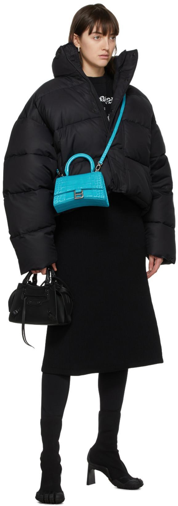 BALENCIAGA Puffer Cropped High Collar Quilted Design In Black