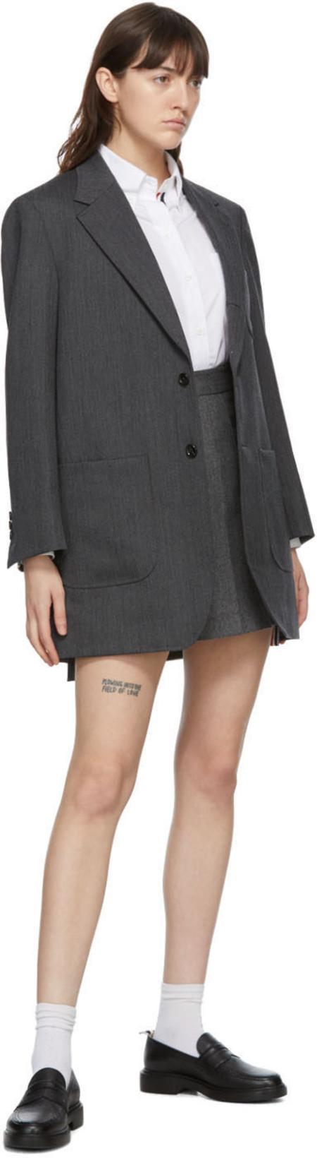 THOM BROWNE Wool Pleated Mini Skirt In Grey