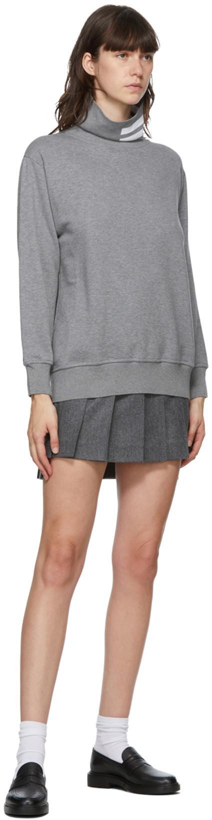 THOM BROWNE Wool Pleated Mini Skirt In Grey
